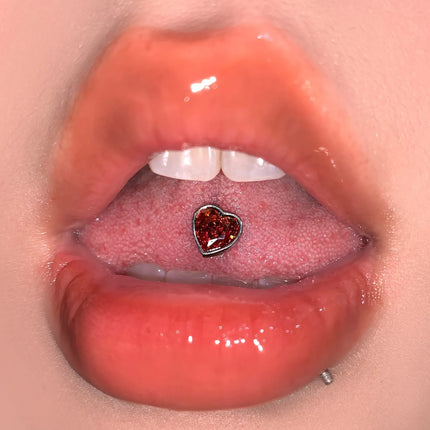 Trendy Four-color Tongue Puncture Nail Punk Hip-hop Rock Body Jewelry Spicy Girl Titanium Cool Steel Red Heart Tongue Piercing