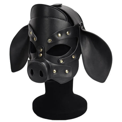 Slave Roleplay Erotic Costumes of Leather Pig Head Hood Mask for Men Gay Bdsm Bondage Pet Play Headgear Sex Toy Exotic Accessory