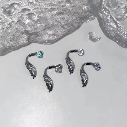 LATS 1pcs Silver Color Wing Ear Bone Nail for Women New Fashion Zircon Earrings Accessories Fashion Jewelry