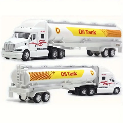 AIUAZA 1: 48 alloy oil tanker, European style American style Pull-back truck model, transport vehicle, trailer, toy car model