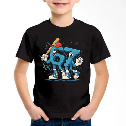 New Funny Six Seven Italian Brainrot 67 Number Graphic Print T-Shirt Boy/Girl Summer Short Sleeved Kids Comfortable T-shirt Top