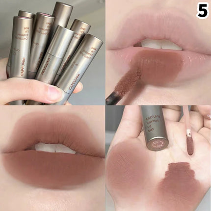 Cappuvini Mini Silver Tube Matte Velvet Lip Gloss – Waterproof, Non-Stick, Smudge-Proof, Long-Lasting Liquid Lipstick