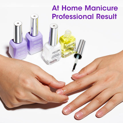 GELLEN Nail Polish Set 18ml 4PCS Kit Base Coat Top Gel Cuticle Softener Oil Salon Quality Manicure Pedicure Valentines Gift