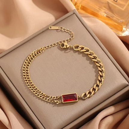 EILIECK 316L Stainless Steel Green Crystal Necklace Bracelet Earrings For Women Luxury Colorfast Jewelry 3-piece Set Gift Party