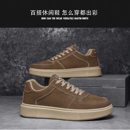 2025 Autumn Men's Thick-Sole Breathable Sports Casual Sneakers - White Trainers with Height-Enhancing Design for Students.
