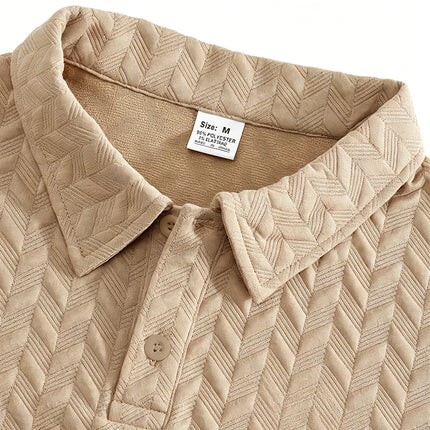 Men Textured Jacquard Polo Shirt Short Sleeve Loose Fit Versatile Daily Street Vacation Leisure Summer Casual Tops