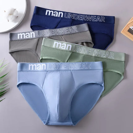 4pcs Men's Sexy Briefs Student Fashion Underwear Men's Panties Breathable Elastic Large Size Male Underpants Letter waist print