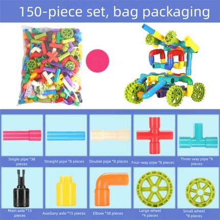 New DIY Water Pipe Building Blocks Assembly Design Plastic Construction Splicing Pipes Montessori Building Blocks Children