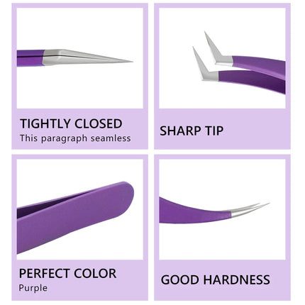 1PC Eyelashes Tweezers Stainless Steel Curved Straight Superhard Tweezers High Precision Anti-static Tweezers for Eyelashes