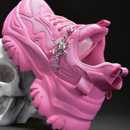 Women's fashion casual vulcanized shoes pure white platform high heels female Halloween punk style light women's sports shoes