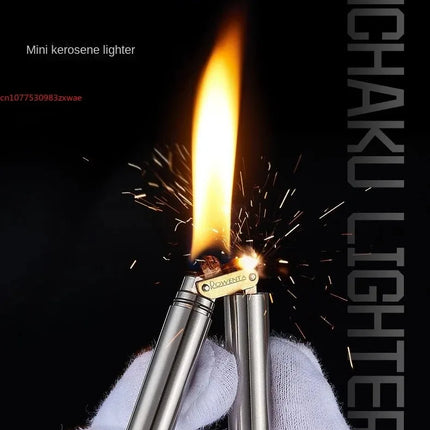 New Brass NunchakuLighter Windproof Mini RetroGrinding Wheel Ignition FlintFireless Men's Smoking ToyGift
