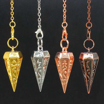 Copper Metal Rune Pendulum For Dowsing Divination Balancing Body Healing Chakra Reiki Spiritual Antique Pendant