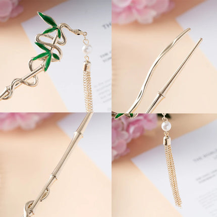 Serpentine U-Shaped Hair Stick Hairpin Snake Butterfly Tassel Hair Stick New Coiled Hair Alloy Women Jewelry Hair Accessories