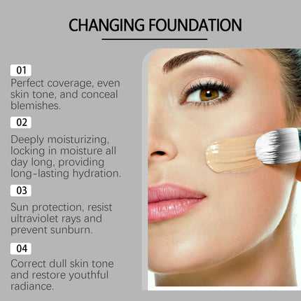 Colour Changing Foundation, Spf 15 Full Coverage Waterproof Makeup of The Face Brightening Mature Skin Foundation Cosmetics