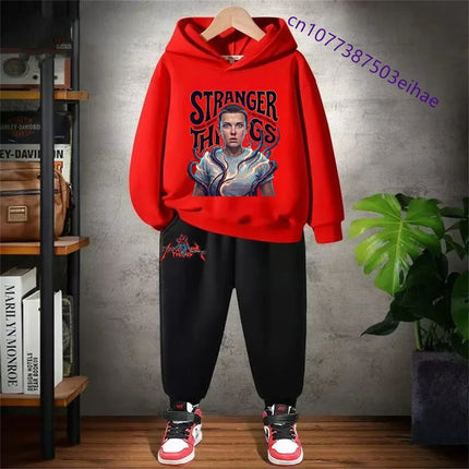 Strange Tales Children's Clothing Set - Boys and Girls Spring-Autumn Hooded Sweatshirt + Casual Pants Set (Size 11)
