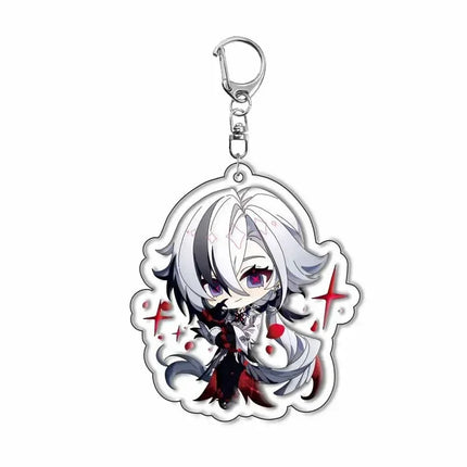 Genshin Impact Sigewinne Arlecchino Charlotte Keychain Anime Game Backpack Pendant Acrylic Accessories