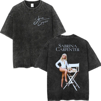 Retro Washed Sabrina Carpenter Merch T-shirt Y2k Fashion Aesthetic Short Sleeved Summer Men's Women's Casual Oversized T-shirt