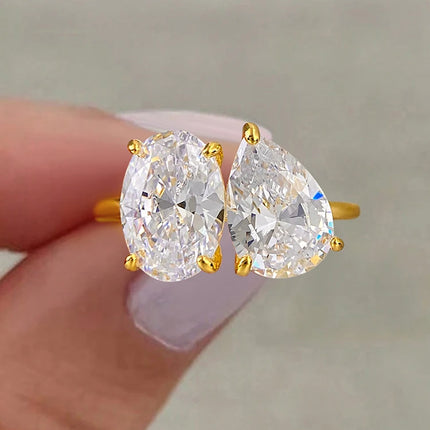 925 Sterling Silver Simple Classic Zircon Pear Shaped Oval Ring For Women Engagement Wedding Luxury High Quality Fine Jewelry