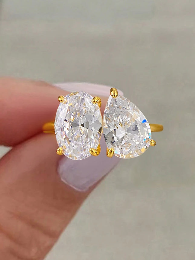 925 Sterling Silver Simple Classic Zircon Pear Shaped Oval Ring For Women Engagement Wedding Luxury High Quality Fine Jewelry
