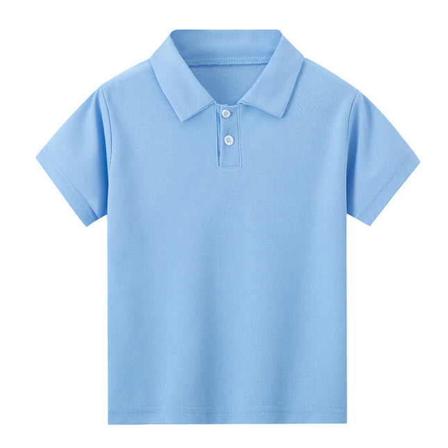 Children's Solid Color POLO Shirt Boy Handsome Fashion Sports T-shirt Lapel Comfortable Half Sleeve.
