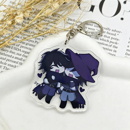 Game Forsaken Azuretime Two Time Azure Cosplay Keychain Kawaii Acrylic Keyring Key Chain Bag Accessory Decoration Ornament Prop