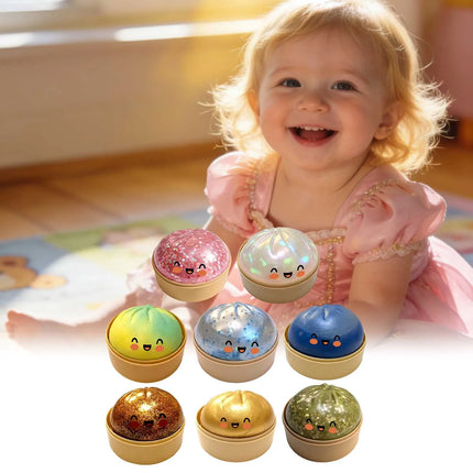 Dumpling Squishy 1pcs Glitter Steamed Bun Pinch Music Simulation Steam Buns Shape Cute And Fun Relieve Stress Squish Dumplings