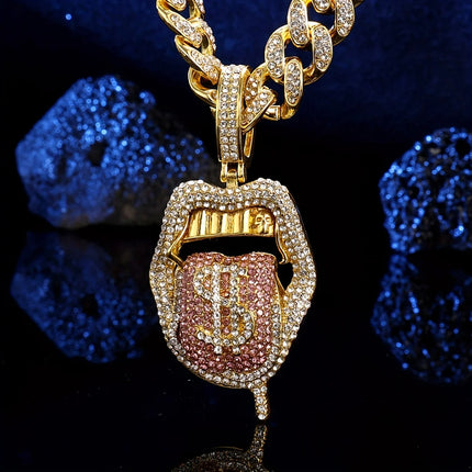 Ice Out chain Dollar Pendant 18inch 45CM plate Cuban Punk Jewelry For Gift Chain For Men And Women Necklace zircon With Hip Hop