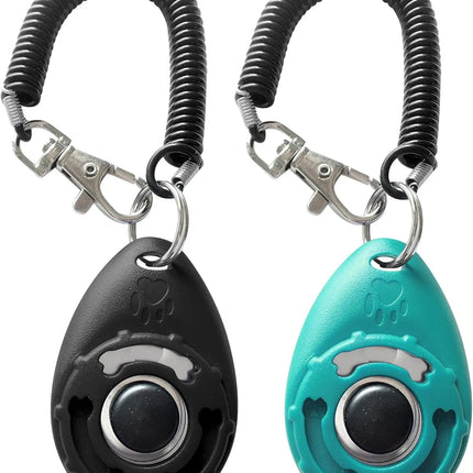 Pet Training Clicker with Wrist Strap - Dog Training Clickers (New Black + Blue) dog whistle pets acessorios pets