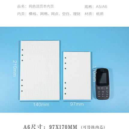 2026 40Sheet Kawaii A5 A6 Loose Leaf Notebook Refill Spiral Binder Index Paper Inner Pages Daily Planner Line Grid Blank Agenda