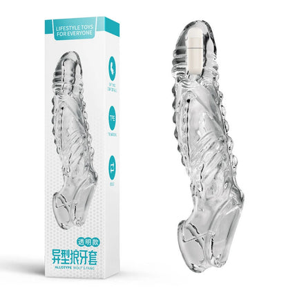 Bullet Vibrator Ring Clear Cock Ring Extender Reusable Penis Sleeve Ultra-Soft Enlarger for Couples Vibrating Dildo Sex Toys Men