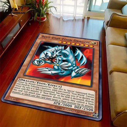 Yu-Gi-Oh Blue Eyes White Dragon Anime Non-slip Carpet Cartoon Floor Mat for Living Room Bedroom Decorative Area Rug Perfect Gift