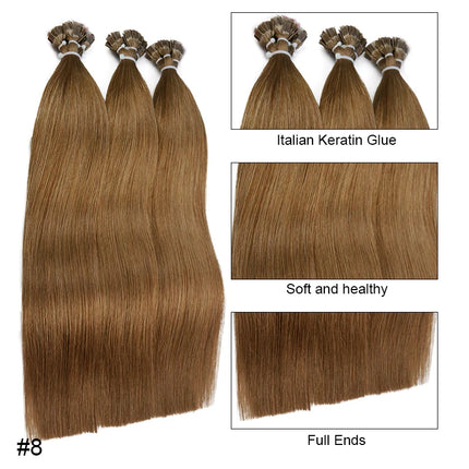 Straight Human Hair Extension By Fusion Flat Tip Keratin Capsules 0.8g/ 1g/Strand 50pcs Natural Hair Extension Ombre Blond Color