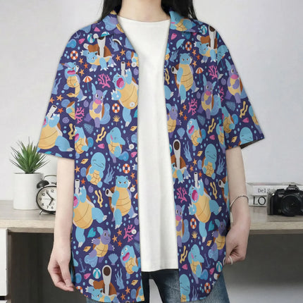 2026 Blastoise Ocean Pattern Pokémon Hawaiian Shirt Pokémon graphic T-shirt Summer Men's T-Shirt Kid's Clothing Tee Y2k Woman