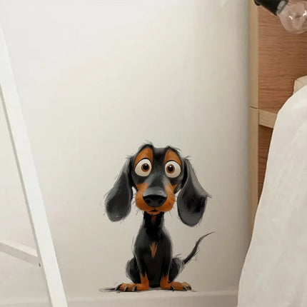 Cute Dachshund Puppy Self-Adhesive Toilet Stickers,Wall Decal Removable, Reusable Vinyl Car Sticker for Toilet Lid