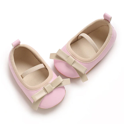 Baby Shoes Newborn Girls Princess PU Preschool Shoes Formal Shoes Bow Princess Wedding Party Anti slip First Step Shoes 0-18M
