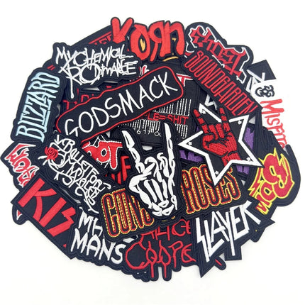25PCS/Lot Rock Band Patches for Clothing Embroidery Stripes Iron on Patches Music Badges Diy Clothes Stickers Sewing Vest Jacket