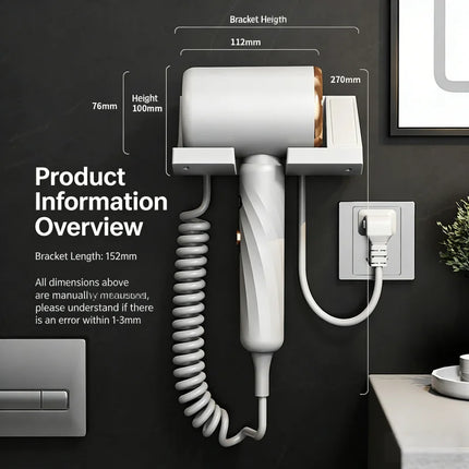 2026 Hotel Specific Hair Dryer, High-Speed Silent, Negative Ion Digital Display, No Drilling, Wall Mounted Bathroom, Toilet