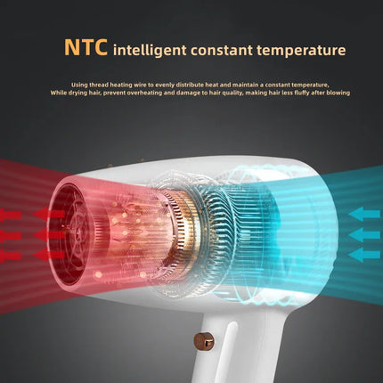 Non-Perforated Wall-Mounted Hair Dryer, 1300W High-Power, Fast Drying, Negative Ion, for Hotel, Guesthouse, and Home Bathroom