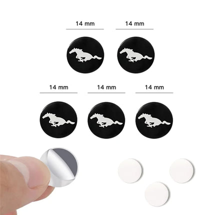 5/10pcs 21mm Car Remote Control Key Badge Stickers Decoration For Ford Mustang GT 2024 2025 LHD RHD Auto Interior Accessories