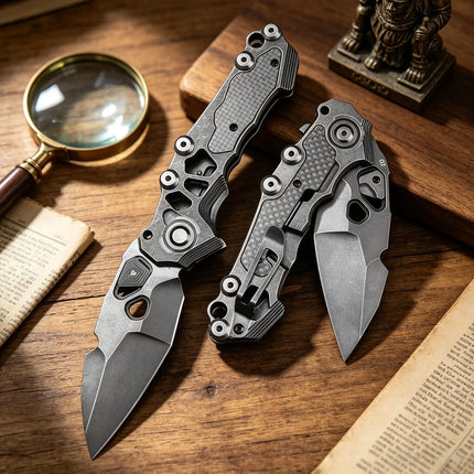 Mechanic - Complex CNC precision-engraved heavy-duty folding knife, made of D2 steel, EDC personalized collection knife