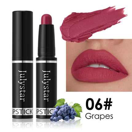 Julystar Nude Brown Matte Lipstick Pen Waterproof Lasting Non-Stick Cup Velvet Fruit Lipstick Lip Tint Pencil Makeup Lip Stain