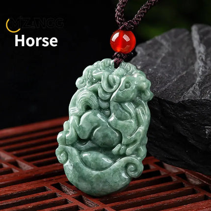 Natural A Goods Jadeite Twelve Chinese Zodiac Rat Tiger Pendant Jewelry Hand-carved Custom Mascot Jewelry Jade Necklace Gift