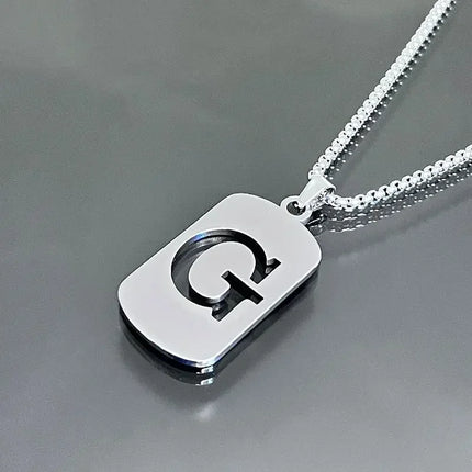 Fashion Punk A-Z Initial Tag Letter Stainless Steel Pendant Necklaces for Men Women Wholesale Jewelry Lot Collar Jewelry Goth