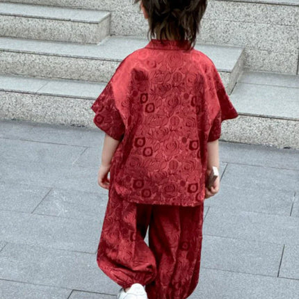 Short Sleeve Tops Shorts 2 Piece Set Boy Outfit Casual Kids Clothes Baby Tang Hanfu Suit Boys Costume Children's Sets Summer