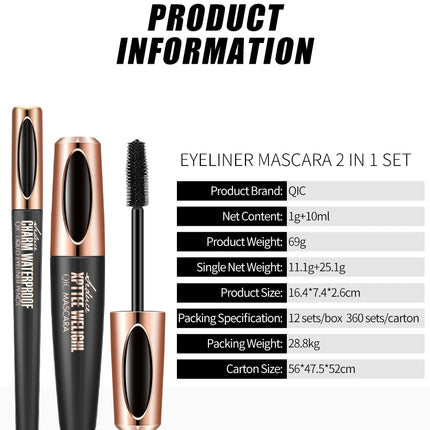 Liquid Eyeliner Pencil 4D Waterproof Mascara Set Cosmetics Eye Liner Thick Curling Mascara Eyebrow Pencil Eyes Makeup
