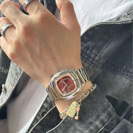 2026New Design Fashion Retro Steel Belt Dual Display Watch Trend Quartz Couple Watch ideal Choice For Birthday & Lover Gifts