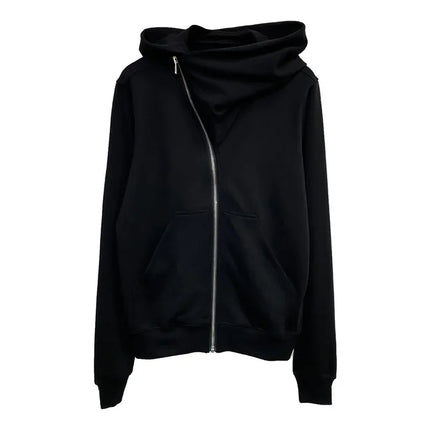 Autumn Zipper Design Black Hoodies Men's Women's Sportswear Jacket American Rock Hip Hop Street Wear Elastic Knitted Coats