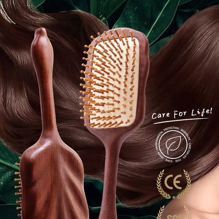 Detangling Hair Brush Women Custom Name Sandalwood HairBrush Wide Tooth Paddle Hairbrush Wood Comb for Hair Massage Scalp Brush