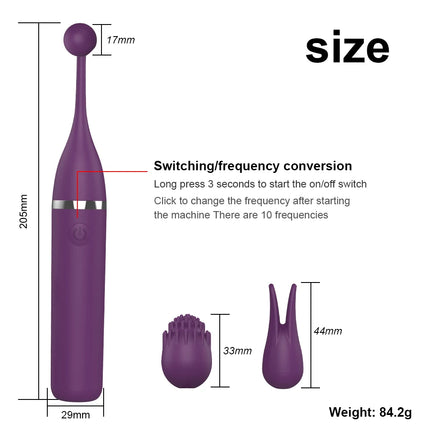 G Spot Tease Stick Vibrators for Women Clitoris Pussy Stimulation Erotic Female Masturbator Adult Sex Toys Comes 3 Massage Heads