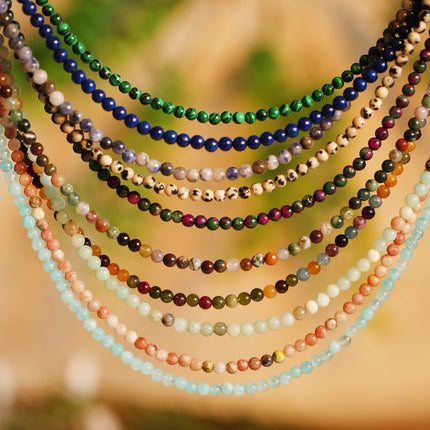 1PC 4mm natural amazonite stone beaded necklace for women ingx tiny pink wintersweet india onyx necklace women beaded jewelry